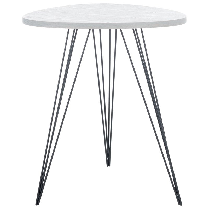 Retro Mid-Century Side Table - Grey Wood Top & Black Legs
