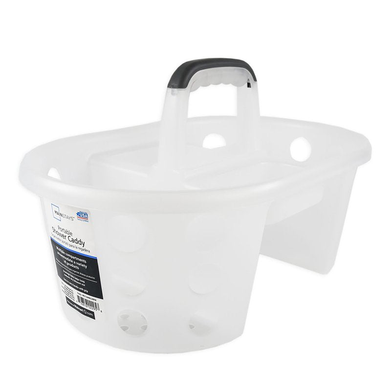 (3 Pack) Mainstays Portable Shower Caddy - Frosty White Plastic, 4 Compartments