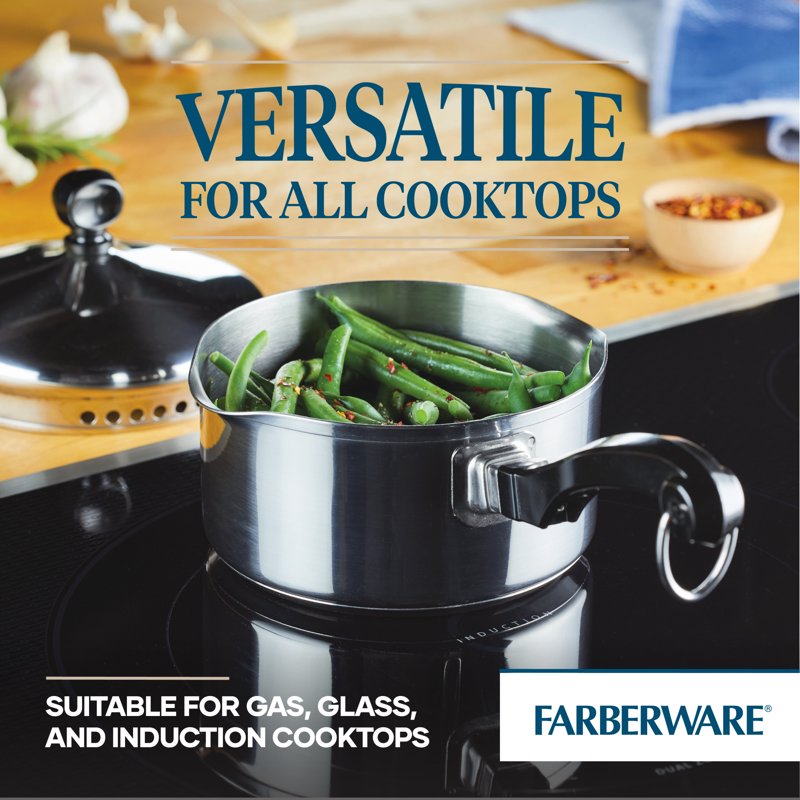 1 Quart Stainless Steel Straining Saucepan with Lid - Induction Compatible