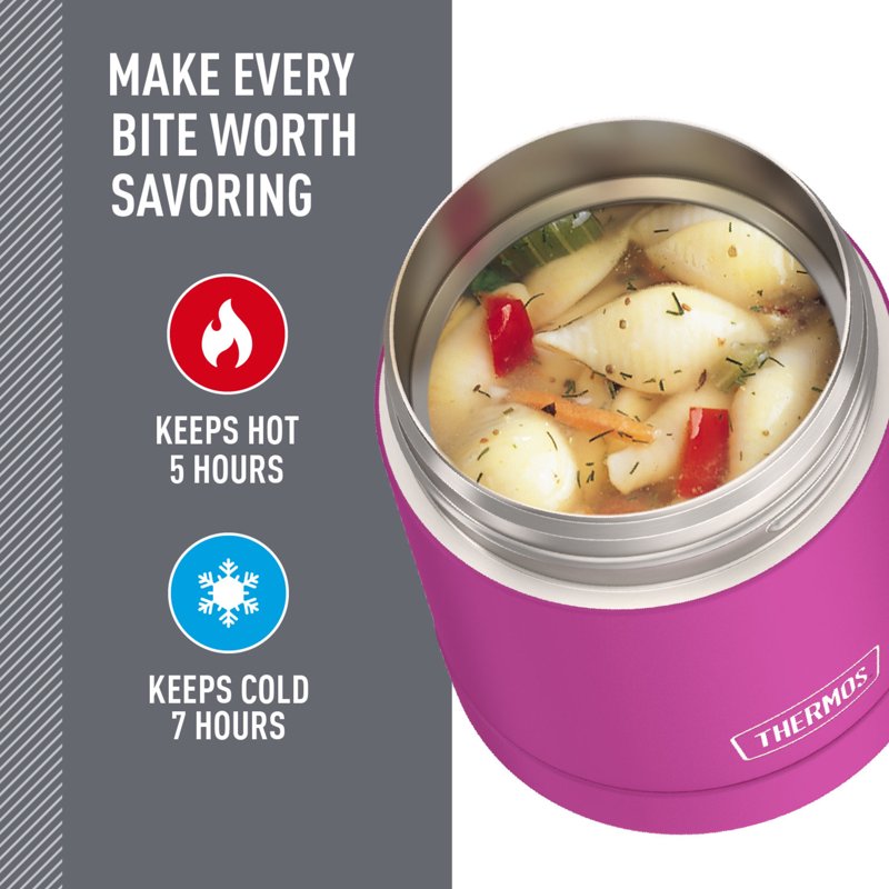 Insulated Food Jar with Handle - 10oz, Pink, Dishwasher Safe