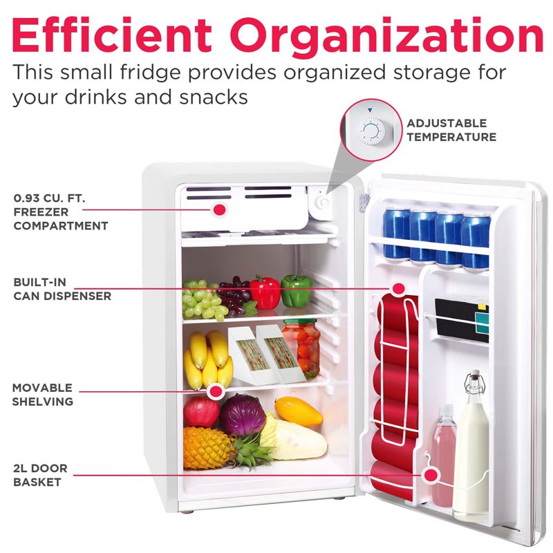 Retro Compact Refrigerator - 3.2 Cu Ft Mini Fridge with Freezer - White
