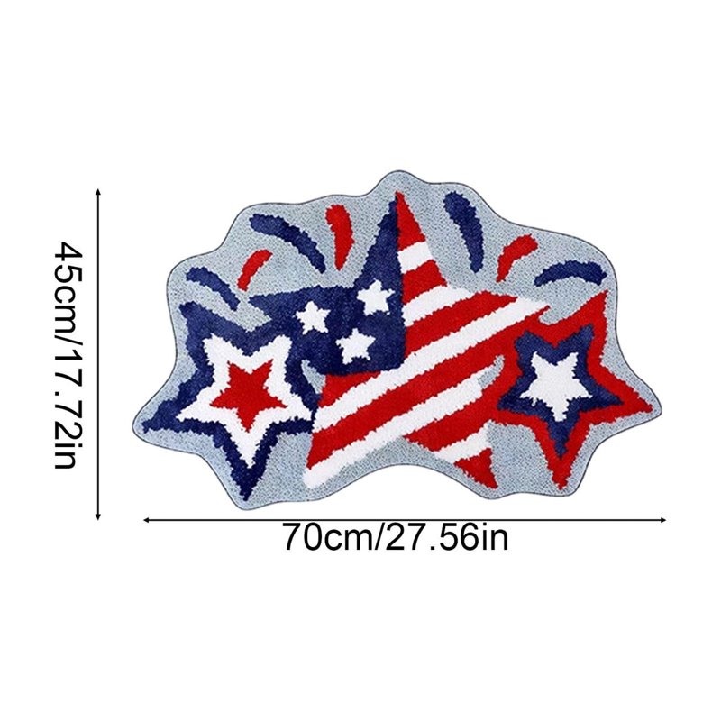 Patriotic 4th of July Floor Mat with American Flag Design - Halloween Decor Variation B