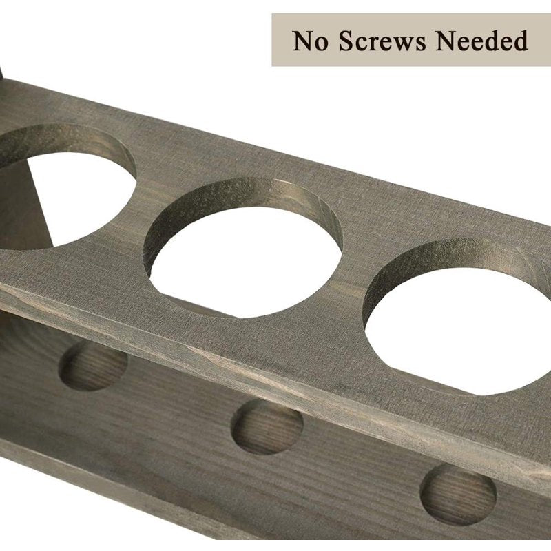 Wood Wine Rack for Countertop - Holds 4 Bottles, Gray