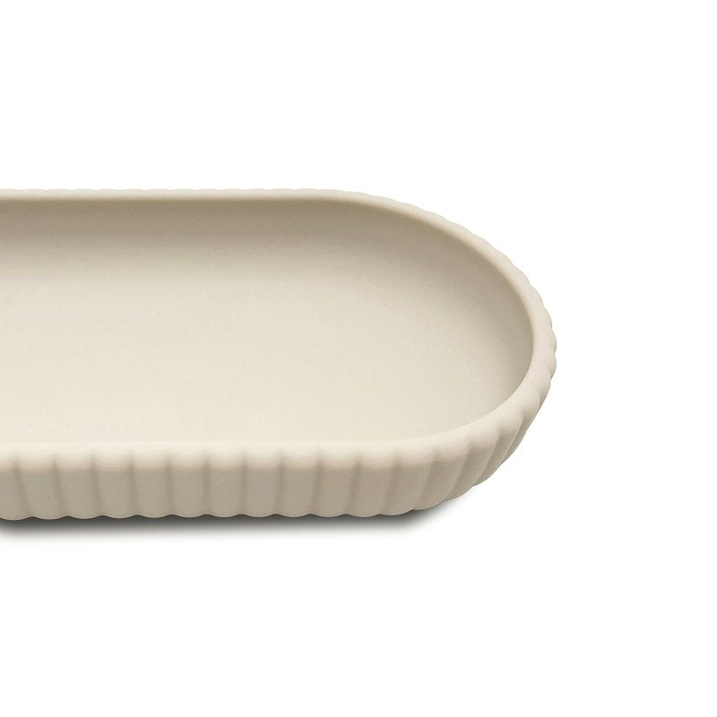 Mainstays Rubberized Plastic Ribbed Bathroom Accessory Tray - Single, Beige