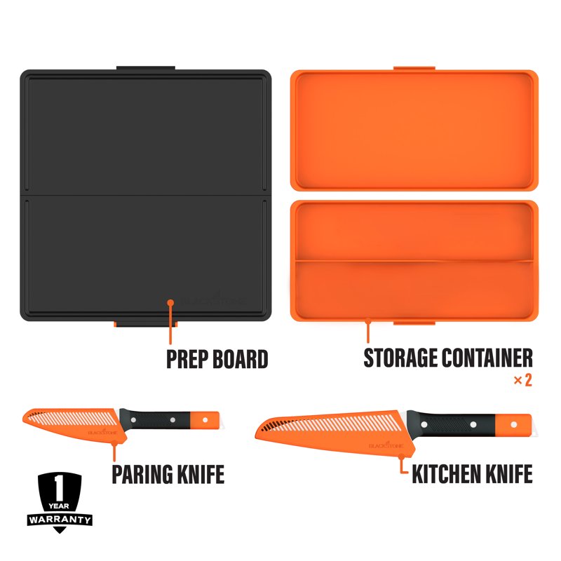 5-Piece Camp Knife and Prep Board Set for Outdoor Cooking