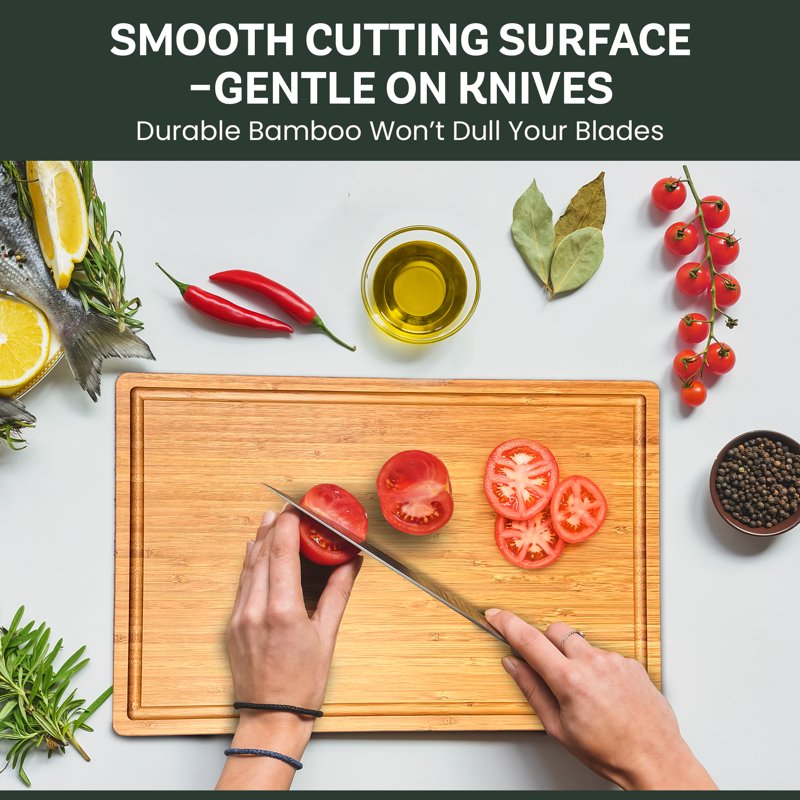 Bamboo Cutting Board - 17" x 11" Large Chopping Board