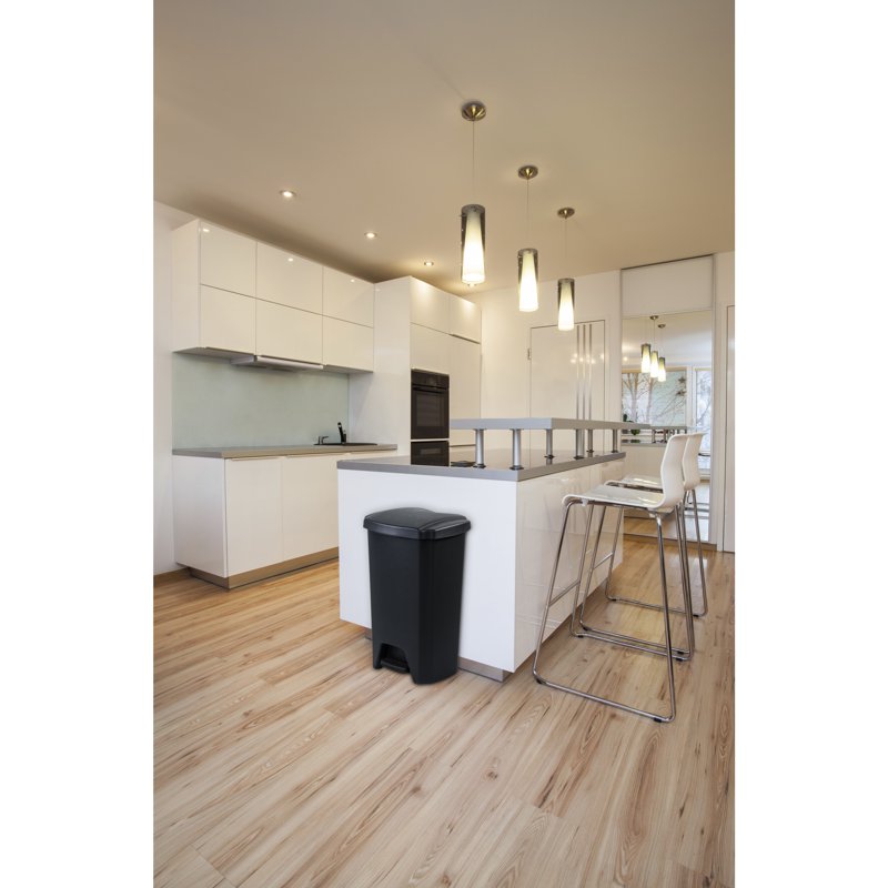 12.1 Gallon Step Trash Can with Foot Pedal Lid - Black