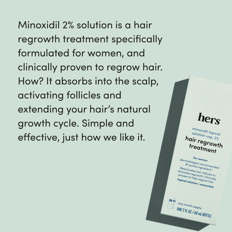 Minoxidil 2% Topical Solution for Women, Hair Regrowth Treatment, 2 fl oz