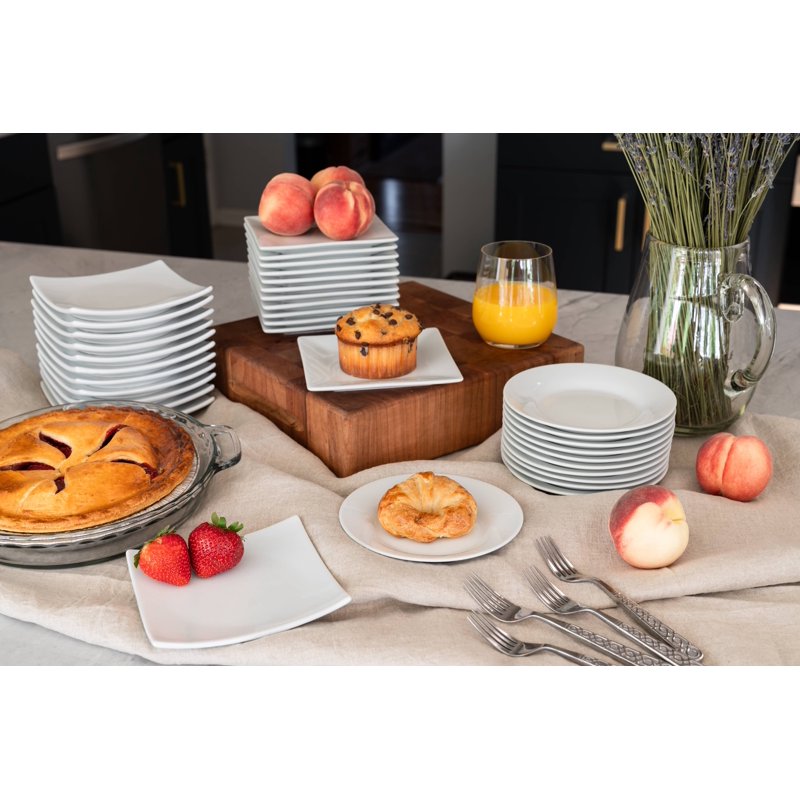 Square Ceramic Appetizer Plates - Set of 12, 6"