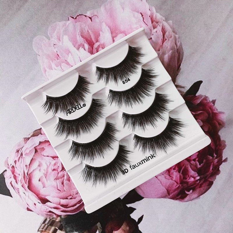 3D Faux Mink False Eyelashes, Medium Volume Flared Lashes, 4 Pairs