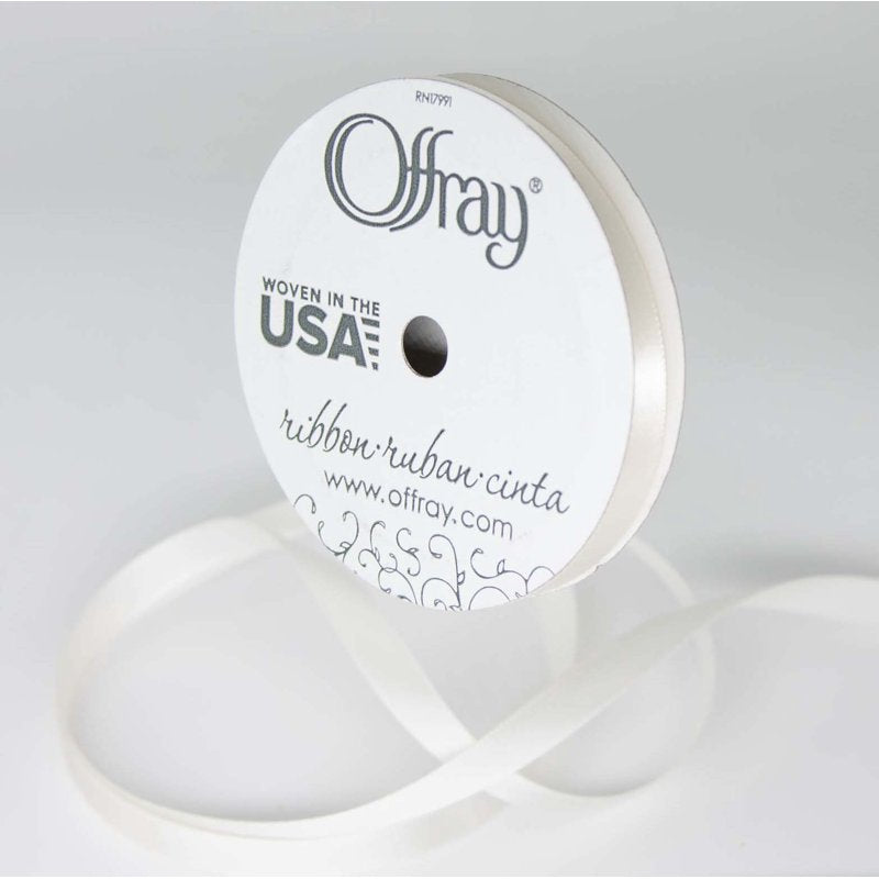 Cream Satin Ribbon 3/8 Inch, 18 Feet, Pack of 3 - Antique White Craft Trim