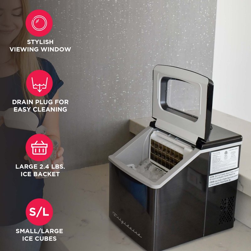 Countertop Ice Maker - 40 lbs Clear Ice Machine - Black