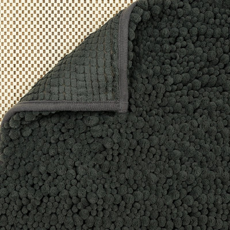 Charcoal Polyester Bath Mat - 1' 8" x 2' 10" - Soft, Durable, Slip-Resistant