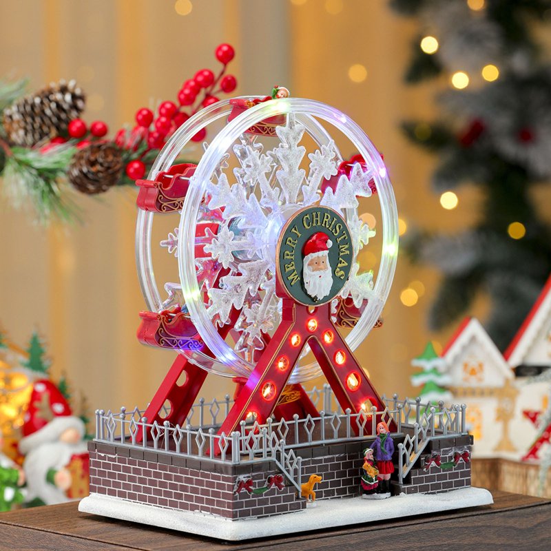 Christmas Rotating Ferris Wheel with LED Lights and Music - Festive Holiday Decor