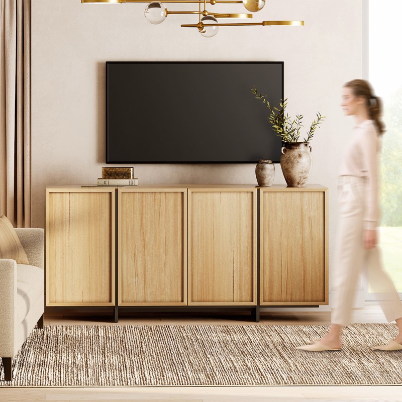 Modern TV Stand - Entertainment Center for 70" TVs with Storage Doors