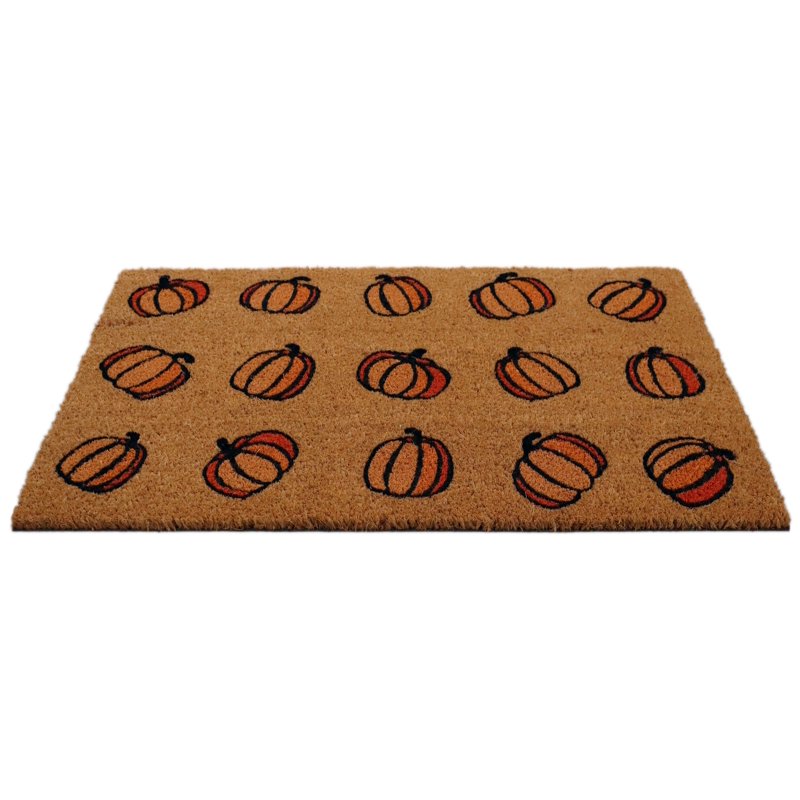 Halloween Pumpkin Doormat - 18 x 30 Inch Coir Entry Rug for Front Door