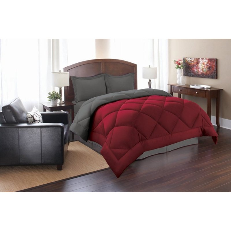 Egyptian Cotton Microfiber Comforter Set King/Cal King - Red & Gray