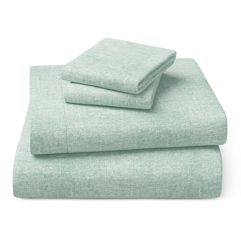 Kids Bed Sheet Set - 100% Cotton Percale Queen Light Green 4 Pieces