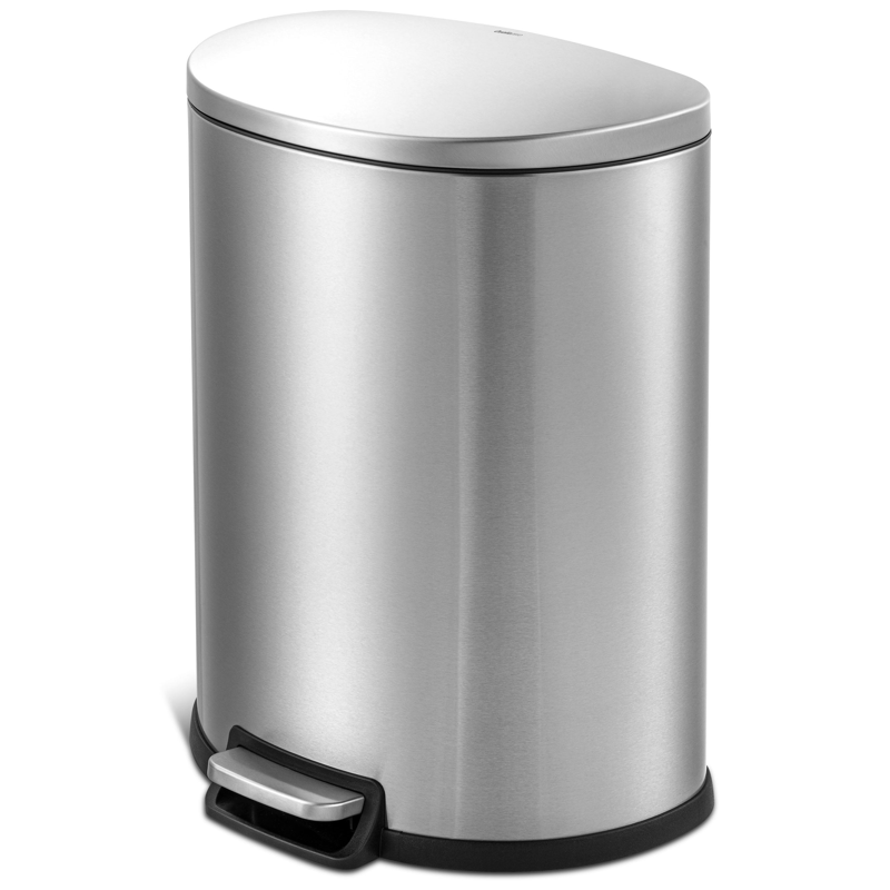 13.2 Gallon Slim Step Kitchen Trash Can - Stainless Steel, Silver