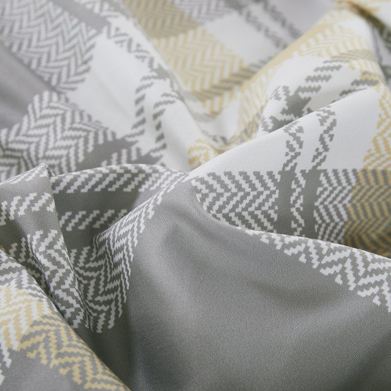 Kids Reversible Microfiber Comforter Set - Diagonal Plaid Tartan Olive Brown - Full Size