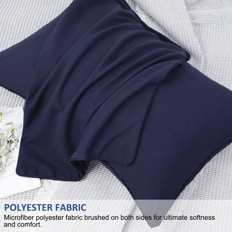 King Navy Microfiber Pillowcases with Zipper Closure, Brushed 2-Pack
