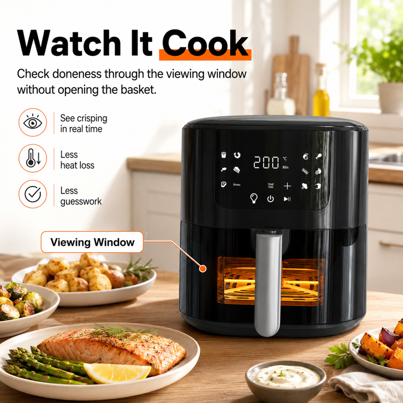 5.5 QT Digital Air Fryer with Touchscreen - Black with View Window