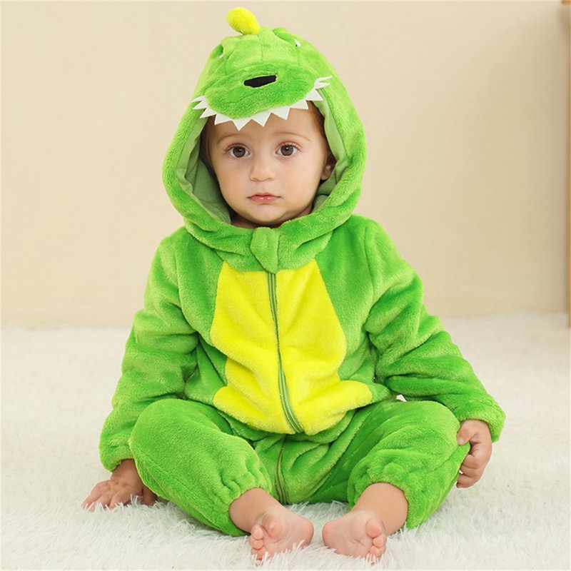 Infant Dinosaur Costume - Green Baby Romper for 6-12 Months Winter Dress Up
