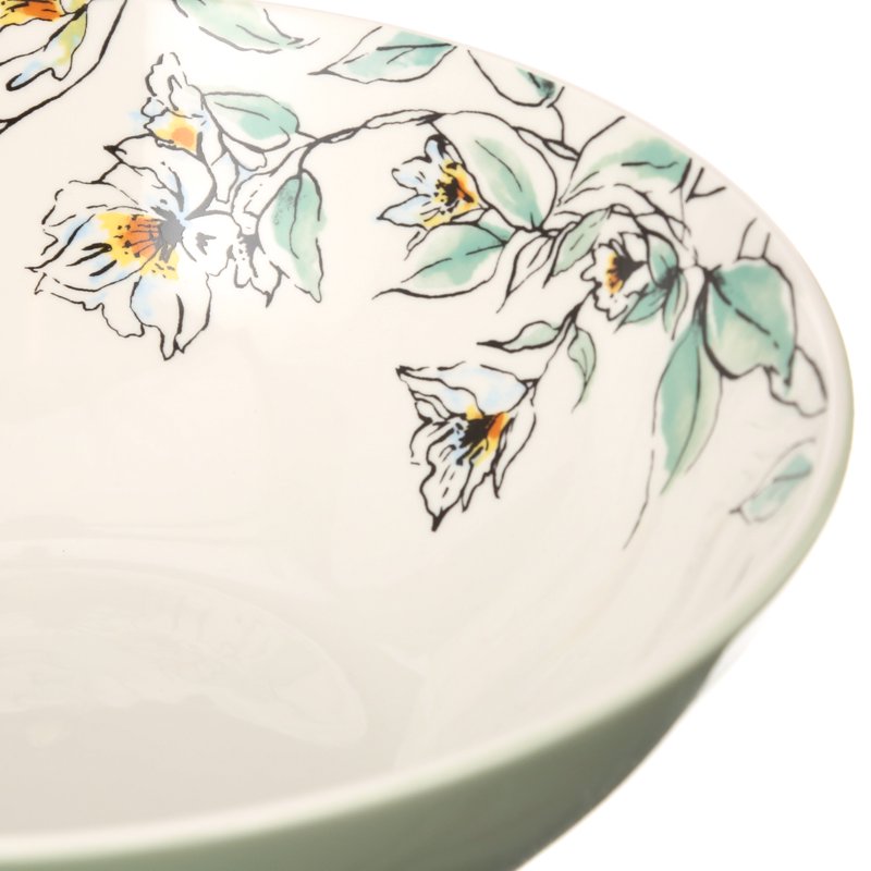 64 oz Porcelain Serving Bowl - Botanica Floral Motif