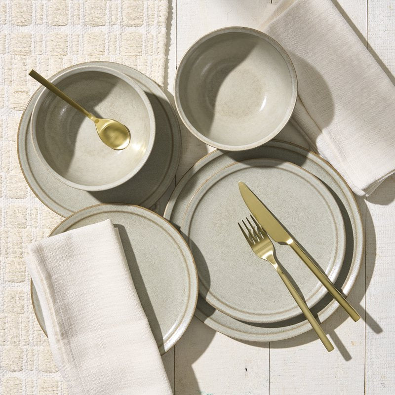 10.25-Inch Cream Dinner Plate - Elegant Stoneware, 4 Pack