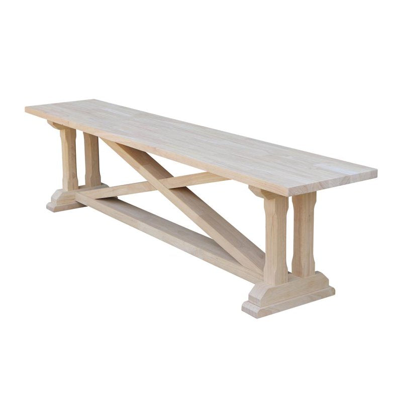 Double X-Back Bench with Arms and Butcher Block Surface