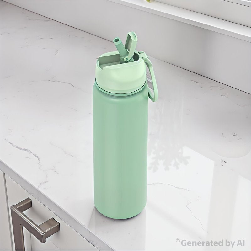 24 oz Stainless Steel Insulated Water Bottle with Straw Lid - Green