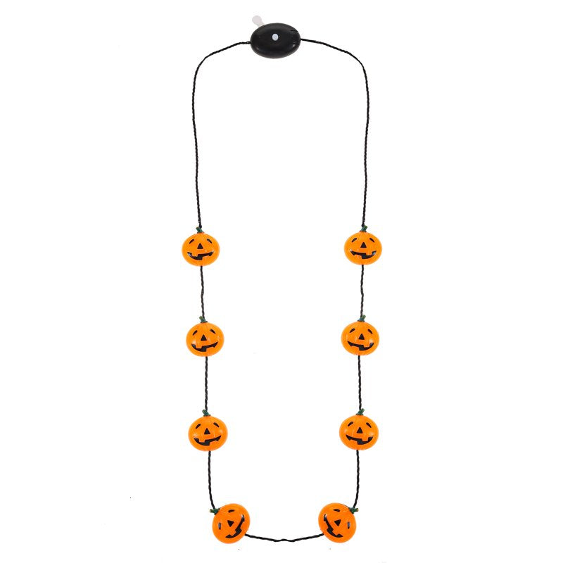 Halloween Pumpkin Light-Up Necklace - Jack-O-Lantern Pendant, Spooky Season Accessory