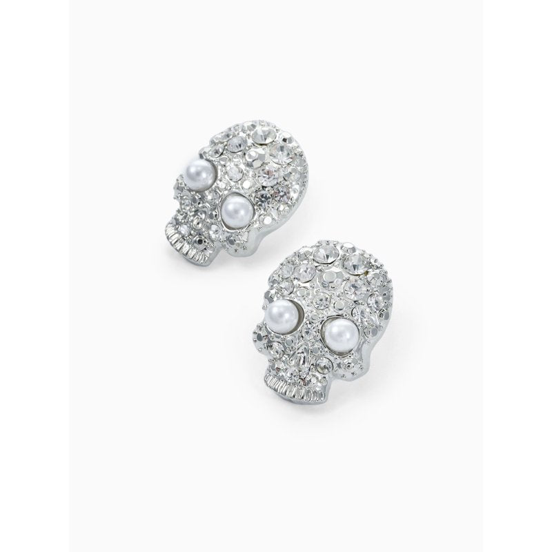 Skull Embellished Halloween Earrings - Skull Stud Variation, Spooky Party Jewelry