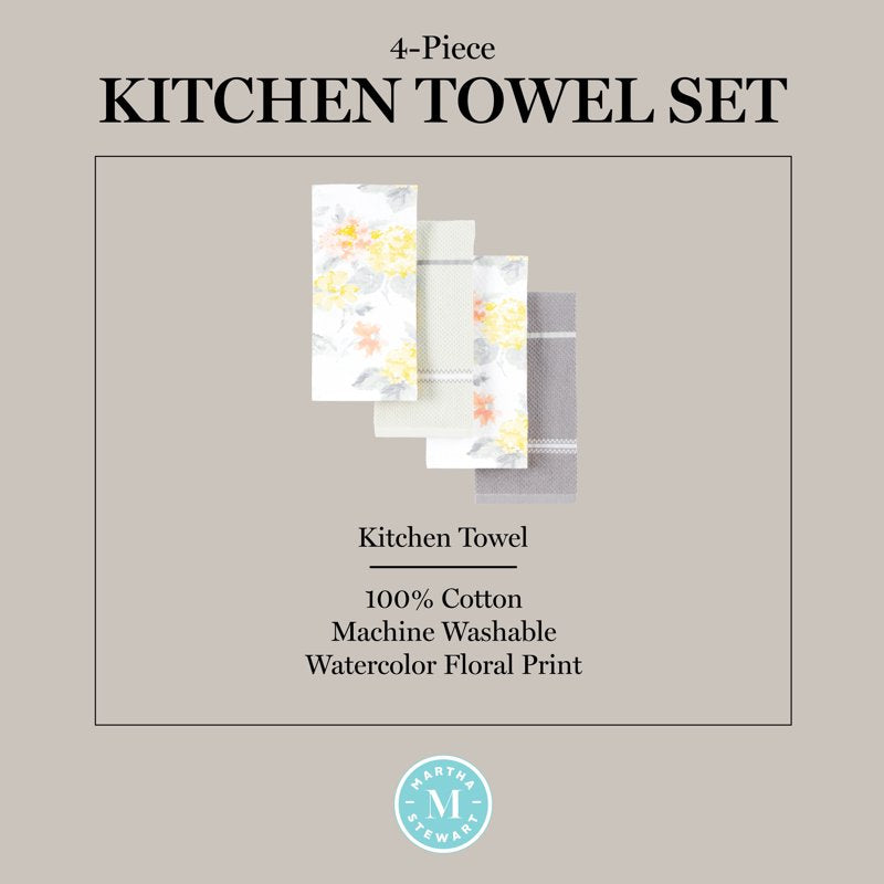 Amber Floral Kitchen Towel Set - Yellow/Coral, 2-Pack