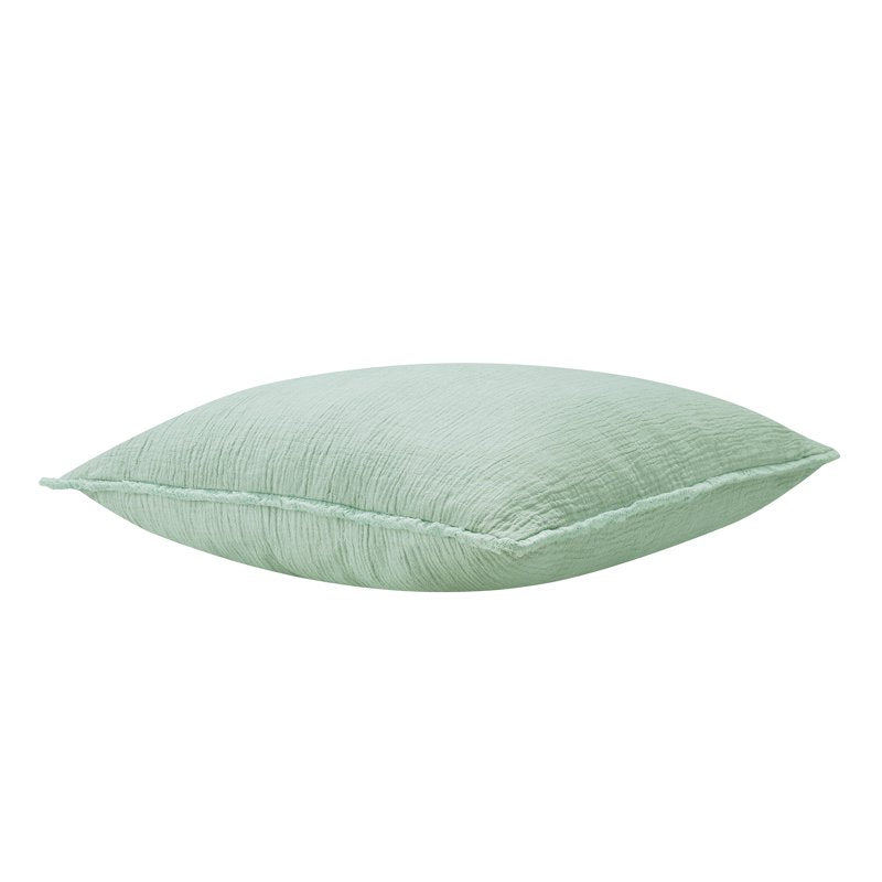 Oversized Cotton Gauze Fringe Throw Pillow - Seafoam Green, Soft Sea - 22x22"