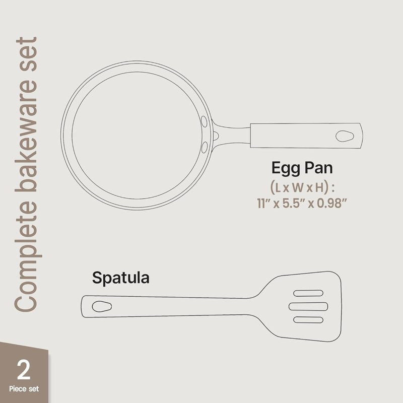 Mini Egg Pan Set - 5.5" Non-Stick Frying Pans with Spatula - Aqua