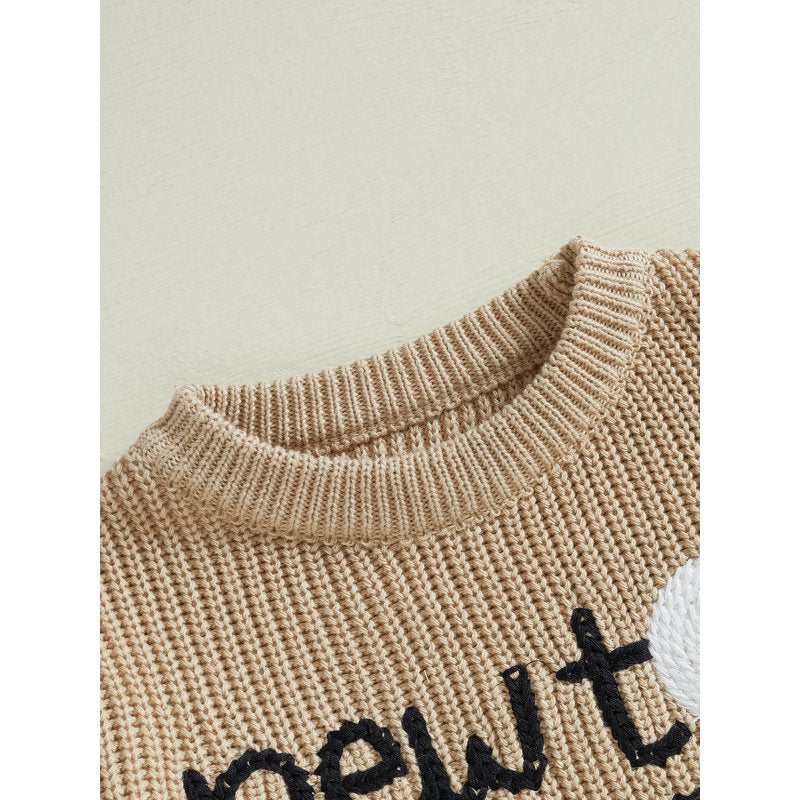 Toddler Baby Fall Sweater - Golf Letter Embroidery, Long Sleeve Crew Neck, Size 6-9 Months - Style 43