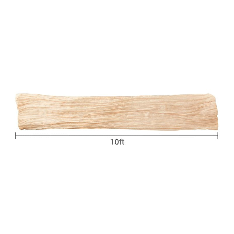 Beige Gauze Fabric Table Runner - 10 ft