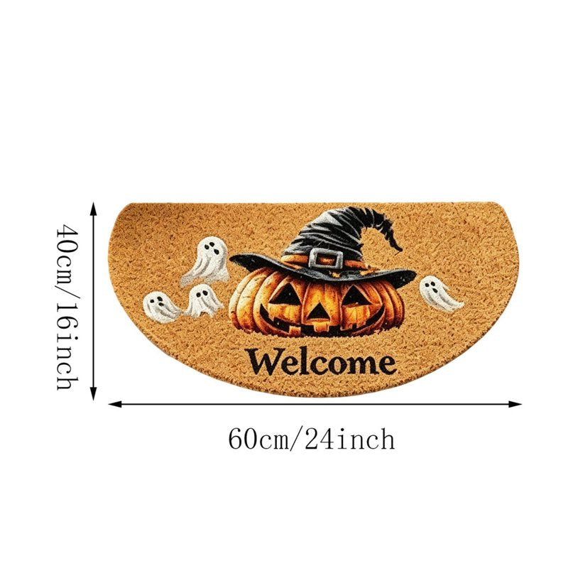 Halloween Welcome Doormat Pumpkin Ghost Non-Entry Floor Rug 24x16in - Thickened Scraper Mat
