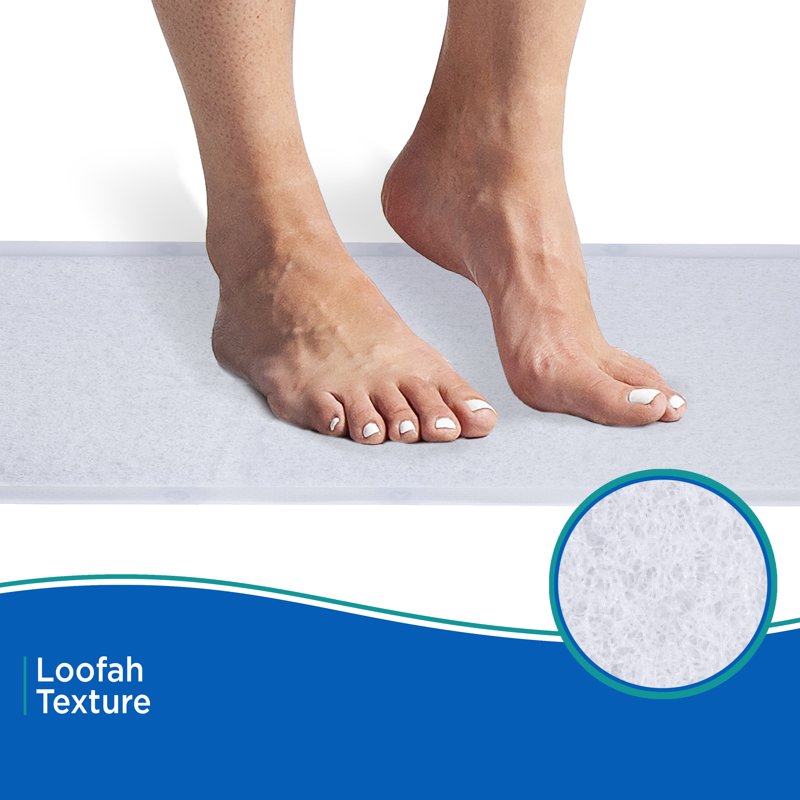 Loofah Shower Mat with Suction Cups - 29 x 17 Inches, Clear Frosted