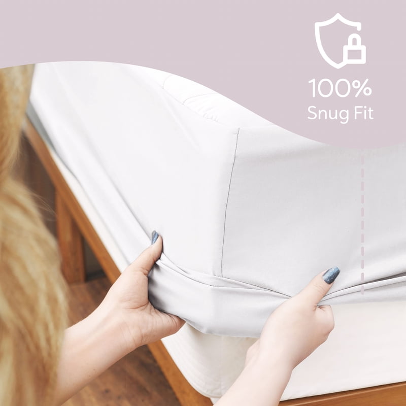 Twin Waterproof Mattress Protector Fitted Deep Pocket Cover - White