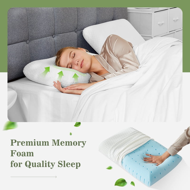 GIANNA Memory Foam Pillow for Neck Pain Relief - Single, Ergonomic, Hypoallergenic & Breathable, Medium Firm