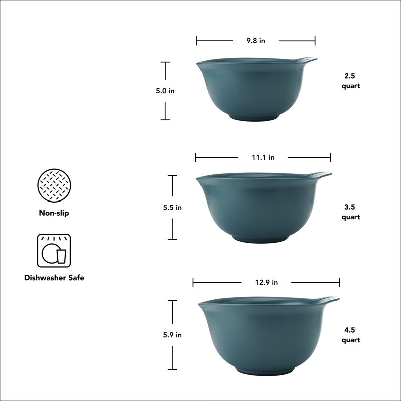 Nesting Plastic Mixing Bowls Set - Agave, 3 Sizes