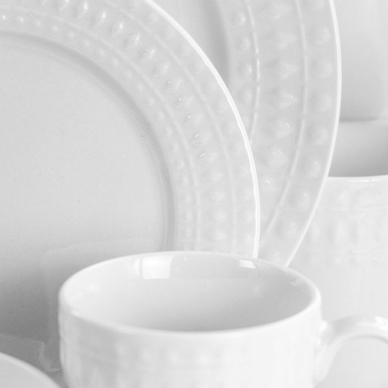 16 Piece Round Porcelain Dinnerware Set - Elegant White Design
