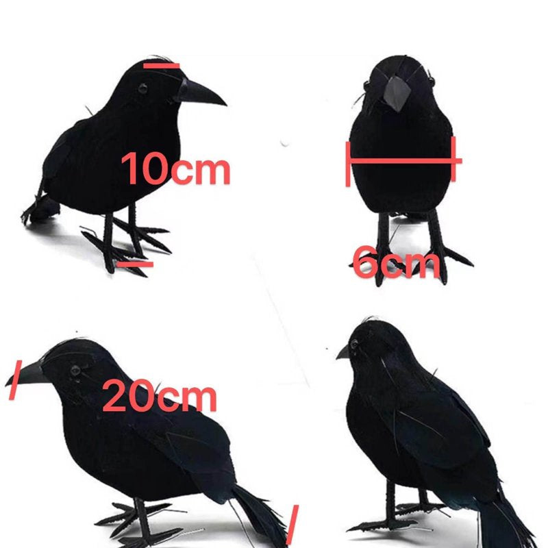 Halloween Black Crow Decorations Fake Feather Birds for Indoor Outdoor Party Props - Ornament