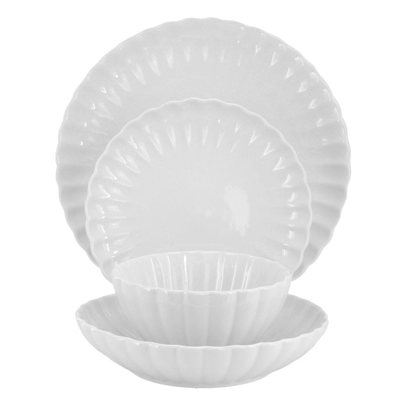16-Piece Scalloped Porcelain Dinnerware Set - Jane