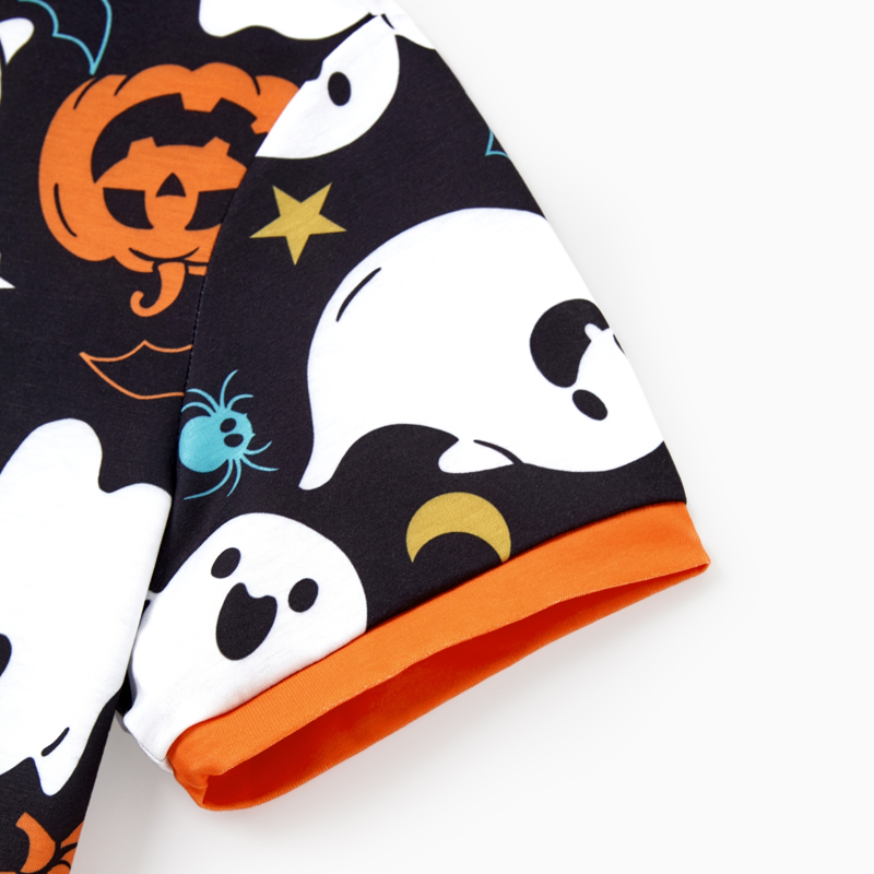 Halloween Pajamas Women Family Matching 2-Piece Ghost and Pumpkin Print Sleepwear - Black, M - Variation of THIS listing