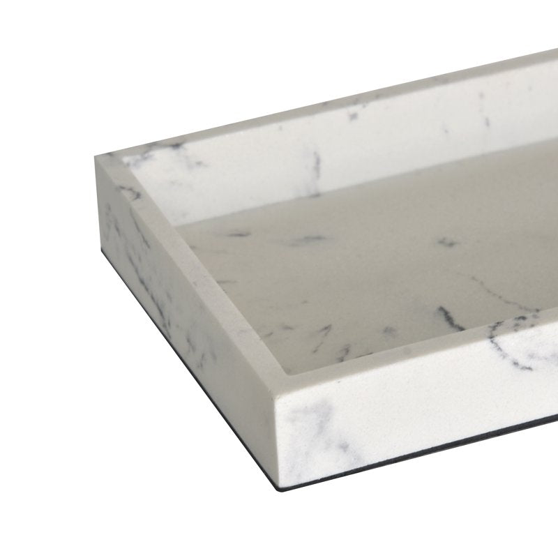 (3 Pack) Faux Marble Vanity Tray - White Bathroom & Vanity Organizer with Removable Drainage Top - Better Homes & Gardens
