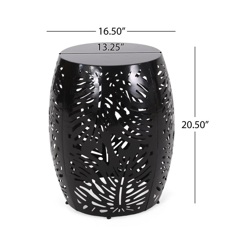 Modern Metal Outdoor Side Table with Iron Cut Design