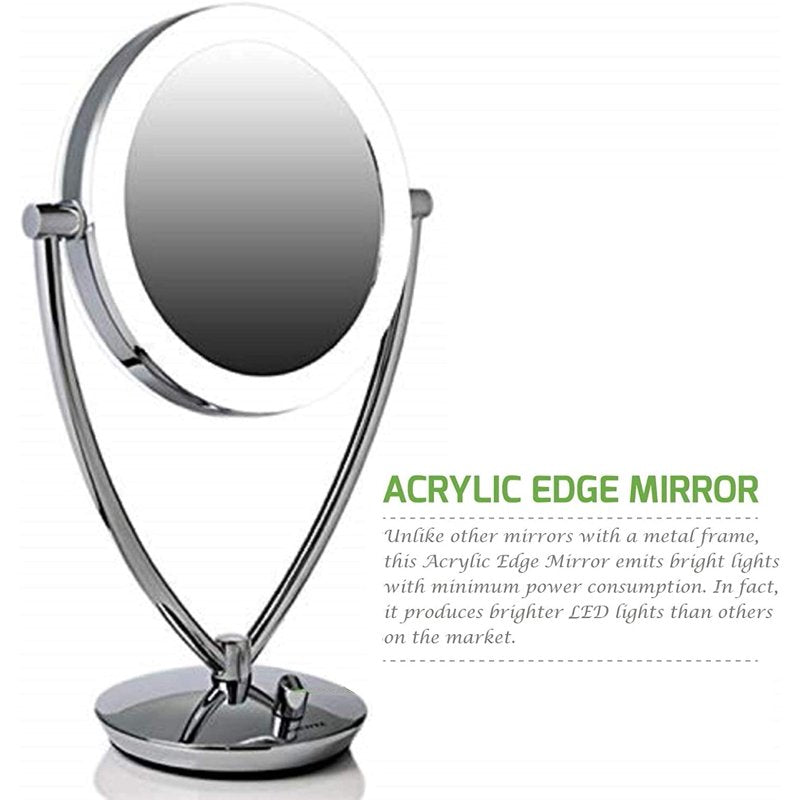 7.5-Inch LED Lighted Makeup Mirror, 1x/5x Magnification Tabletop Vanity Mirror
